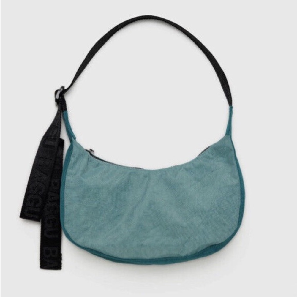 BAGGU Deadstock Small Nylon Crescent Bag Teal Mix